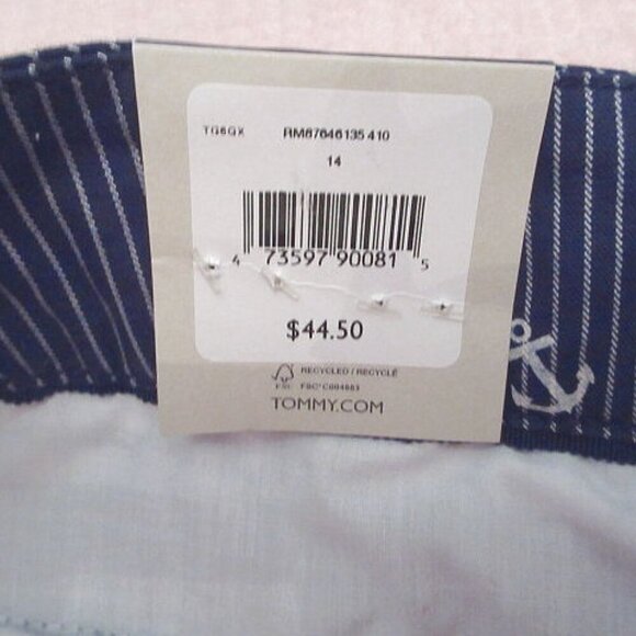 Tommy Hilfiger Shorts Women 14 Striped Anchors Twill Mid Rise Nautical Sail NWT - Picture 10 of 10